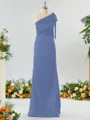 Classy Sheath/Column One-Shoulder Silk Like Satin Bridesmaid Dress With Bow