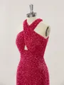 Sparkly Sheath/Column Halter Open Back Velvet Sequins Short/Mini Homecoming Dress