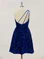 A-line One-Shoulder Shiny Open Back Velvet Sequins Short/Mini Homecoming Dress