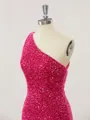 Sheath/Column Shimmery One-Shoulder Open Back Velvet Sequins Short/Mini Homecoming Dress