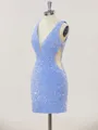 Sparking Sheath/Column V-Neck Velvet Sequins Short/Mini Homecoming Dress