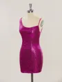 Sheath/Column Square Glimmering Open Back Sequins Short/Mini Homecoming Dress