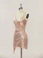 Sheath/Column Dazzling V-Neck Sequins Short/Mini Homecoming Dress With Pleated