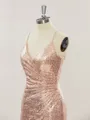 Sheath/Column Dazzling V-Neck Sequins Short/Mini Homecoming Dress With Pleated