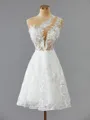 A-line Glam Illusion Tulle Short/Mini Homecoming Dress With Appliques Lace