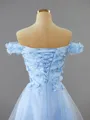 Unique A-line Off-the-Shoulder Tulle Short/Mini Homecoming Dress With Flower