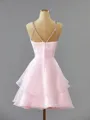 A-line V-Neck Delicate Organza Short/Mini Homecoming Dress With Beading