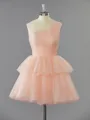 A-line Classy One-Shoulder Tulle Short/Mini Homecoming Dress With Cascading Ruffles