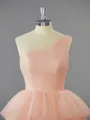 A-line Classy One-Shoulder Tulle Short/Mini Homecoming Dress With Cascading Ruffles