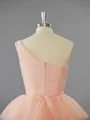 A-line Classy One-Shoulder Tulle Short/Mini Homecoming Dress With Cascading Ruffles