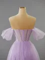 Flattering A-line Off-the-Shoulder Tulle Corset Tea-Length Homecoming Dress