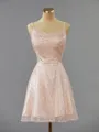 A-line Spaghetti Straps Shining Open Back Short/Mini Homecoming Dress With Sequins