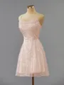 A-line Spaghetti Straps Shining Open Back Short/Mini Homecoming Dress With Sequins