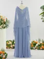 Classy A-line V-neck Floor-Length Chiffon Mother of the Bride Dress With Wrap