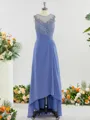 Chic A-line Scoop Asymmetrical Chiffon Mother of the Bride Dress With Applique