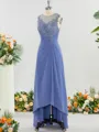 Chic A-line Scoop Asymmetrical Chiffon Mother of the Bride Dress With Applique