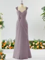 Sheath/Column Timeless Straps Floor-Length Chiffon Mother of the Bride Dress With Beading