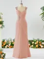 Sheath/Column Timeless Straps Floor-Length Chiffon Mother of the Bride Dress With Beading