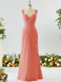 Sheath/Column Timeless Straps Floor-Length Chiffon Mother of the Bride Dress With Beading