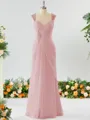 Sheath/Column Timeless Straps Floor-Length Chiffon Mother of the Bride Dress With Beading