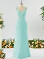Sheath/Column Timeless Straps Floor-Length Chiffon Mother of the Bride Dress With Beading