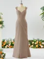 Sheath/Column Timeless Straps Floor-Length Chiffon Mother of the Bride Dress With Beading