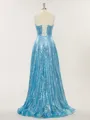 A-line Spaghetti Straps Twinkling Sweep Train Sequins Prom Dress