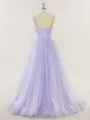Perfect A-line Spaghetti Straps Floor-Length Tulle Prom Dress With Beading