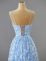 A-line Enchanting V-Neck Sweep Train Lace Prom Dress With Appliques Lace