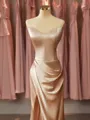 Sheath/Column Breathtaking Sweetheart Sweep Train open back Silk like Satin Prom Dress With Slit
