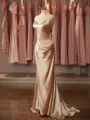 Sheath/Column Breathtaking Sweetheart Sweep Train open back Silk like Satin Prom Dress With Slit