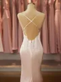Gorgeous Trumpet/Mermaid V-Neck Sweep Train open back Silk like Satin Prom Dress With Appliques Lace