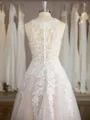 Perfect A-line V-Neck Court Train Tulle Wedding Dress With Applique