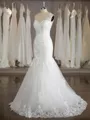 Trumpet/Mermaid Trendy Sweetheart Sweep Train Lace Wedding Dress With Applique