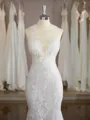Glam Trumpet/Mermaid Scoop Court Train Lace Wedding Dress With Applique