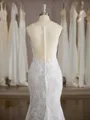 Glam Trumpet/Mermaid Scoop Court Train Lace Wedding Dress With Applique