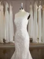 Trumpet/Mermaid Straps Sweep Train Unique Lace Wedding Dress With Applique