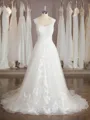 A-line Sweetheart Sweep Train Glamorous Lace Wedding Dress With Applique