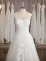 A-line Sweetheart Sweep Train Glamorous Lace Wedding Dress With Applique