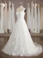 A-line Sweetheart Sweep Train Glamorous Lace Wedding Dress With Applique