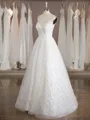 A-line V-Neck Floor-Length Elegant Tulle Wedding Dress With Sequin