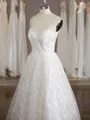 A-line V-Neck Floor-Length Elegant Tulle Wedding Dress With Sequin