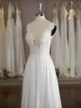 A-line V-Neck Grand Sweep Train Chiffon Wedding Dress With Applique