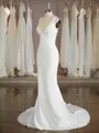 Sheath/Column V-Neck Enchanting Court Train Stretch Crepe Wedding Dress