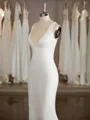 Sheath/Column V-Neck Enchanting Court Train Stretch Crepe Wedding Dress