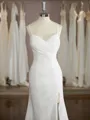 Breathtaking Sheath/Column V-Neck Sweep Train Chiffon Wedding Dress With Slit