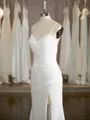Breathtaking Sheath/Column V-Neck Sweep Train Chiffon Wedding Dress With Slit