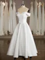 Gorgeous A-line Off-the-Shoulder Ankle-Length Satin Wedding Dress