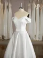 Gorgeous A-line Off-the-Shoulder Ankle-Length Satin Wedding Dress