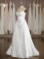 Show-stopping A-line Sweetheart Chapel Train Satin Wedding Dress With Ruffles
